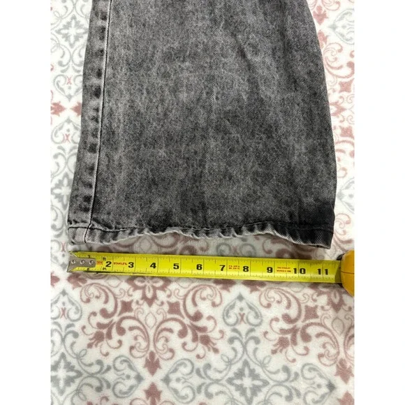 Daisy Street Star Patch Wide Leg Jeans Acid Wash Black Grommet Y2K Size 13 - Picture 7 of 10